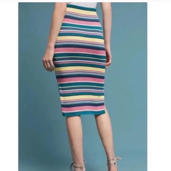 Maeve by Anthropologie Lana Striped Pencil Midi Skirt Size Small EUC - Picture 2 of 8
